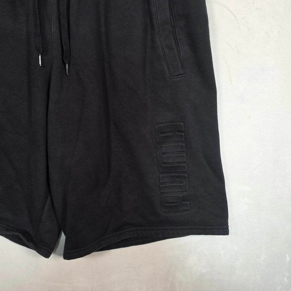 Puma Shorts Men's XL Black Fleece Sweat Athletic Lounge Embossed Logo